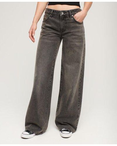 Superdry Cotton Wide Leg Jeans - Grey