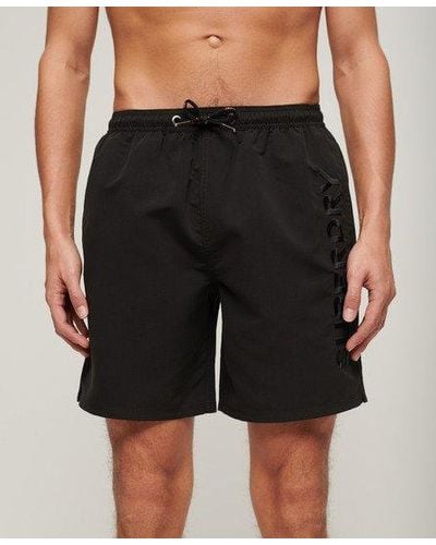 Superdry Premium Embroidered 17-inch Swim Shorts - Black