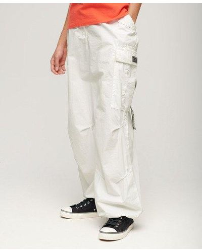 Superdry baggy Parachute Trousers - White