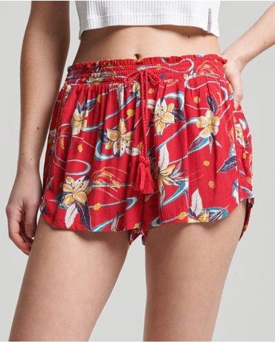 Superdry Vintage Beach Printed Shorts - Red