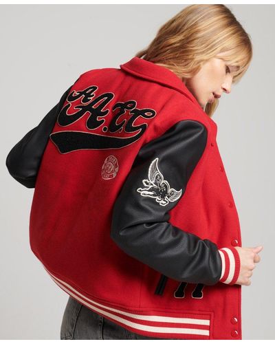 Superdry Vintage Mixed Varsity Bomber Red