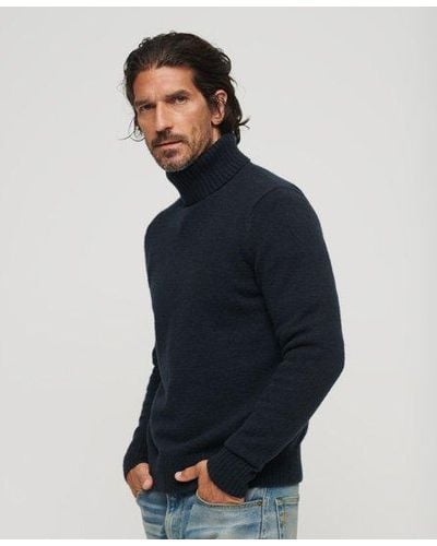 Superdry Brushed Roll Neck Sweater - Blue