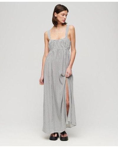 Superdry Tie Back Maxi Dress - White
