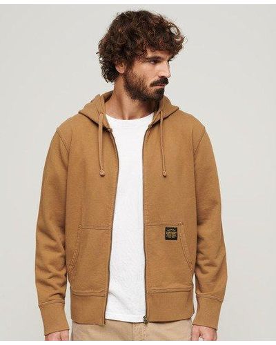Superdry Contrast Stitch Relaxed Zip Hoodie - Natural