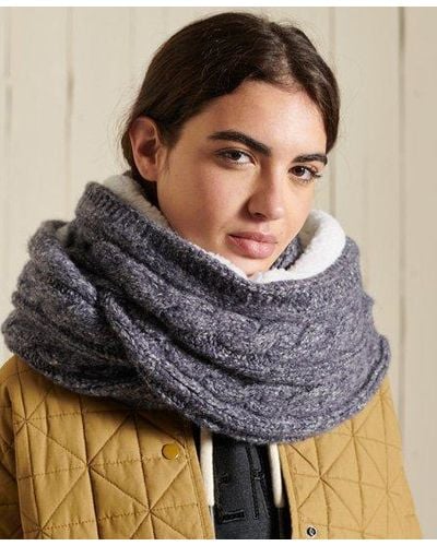 Superdry Tweed Cable Snood - Gray