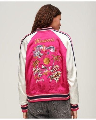 Superdry Suikajan Embroidered Bomber Jacket - Pink