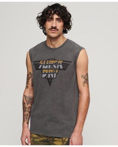 Superdry Rock Graphic Band Tank Top - Gray