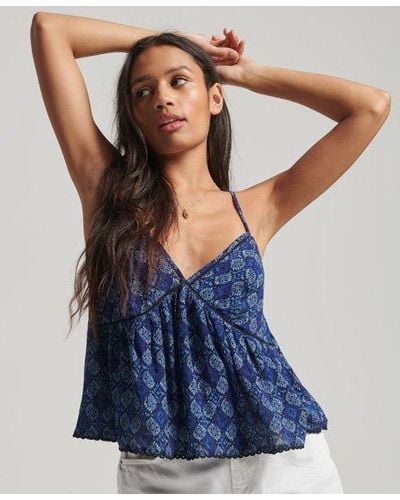 Superdry Tiered Cami Top - Blue