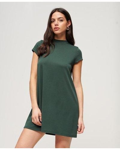 Superdry Short Sleeve A-line Mini Dress - Green