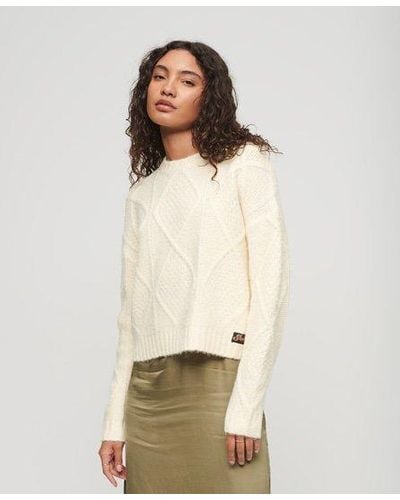 Superdry Chunky Cable Knit Sweater - Natural