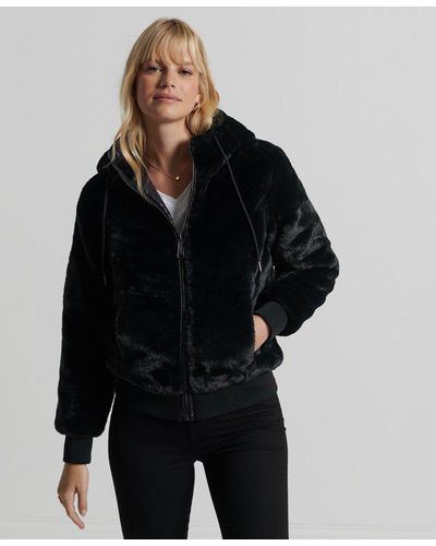 Superdry Storm Premium Faux Fur Jacket Black