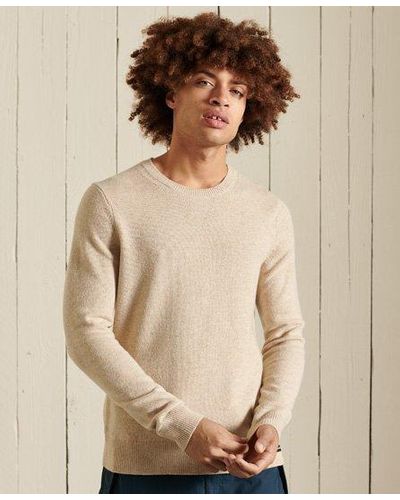 Superdry Lambswool Lightweight Crew Sweater - Natural