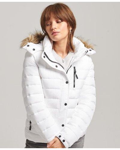 Superdry Cassic Faux Fur Fuji Jacket - White
