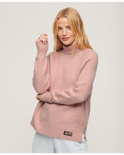 Superdry Essential Rib Knit Rollneck Sweater - Pink