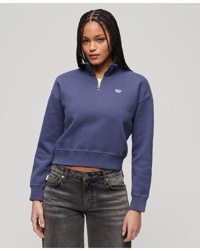 Superdry Essential Sweatshirt Met Halve Rits - Blauw