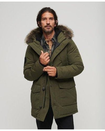 Superdry Everest Faux Fur Hooded Parka Coat - Green
