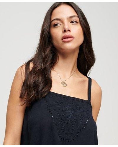 Superdry Embroidered Cami Top - Blue