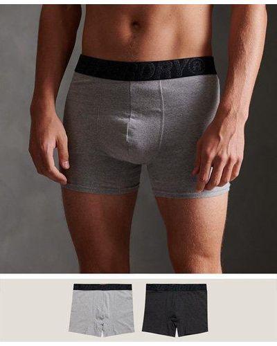 Superdry Organic Cotton Boxer Double Pack - Gray