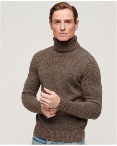 Superdry Brushed Roll Neck Sweater - Brown