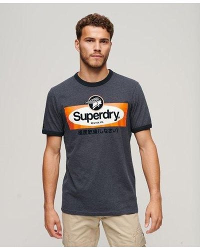 Superdry Core Logo American Classic T-shirt Met Contrasterende Biezen - Blauw