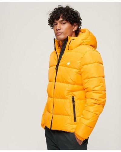 Superdry Classic Hooded Sports Puffer Jacket - Yellow