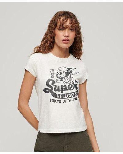 Superdry Ladies Retro Rocker Short Sleeve T Shirt - White