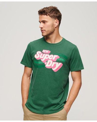 Superdry T-shirt à logo rétro style années 70 cooper - Vert