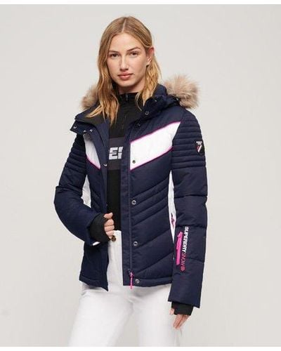 Superdry Sport Ski Luxe Puffer Jacket - Blue