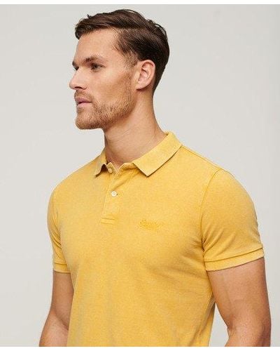 Superdry Classic Embroidered Logo Destroyed Polo Shirt - Yellow