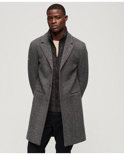 Superdry 2 In 1 Wool Overcoat - Gray