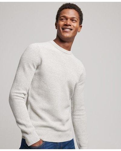 Superdry Vintage Textured Crew Knit Sweater - White