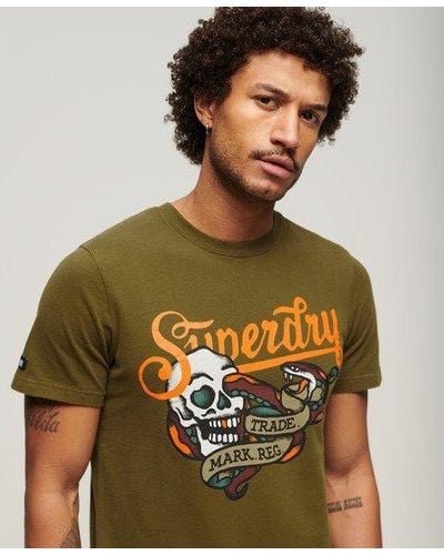 Superdry Tattoo Script T-shirt - Brown