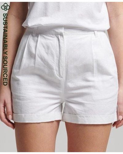 Superdry Studios Linen Shorts - White