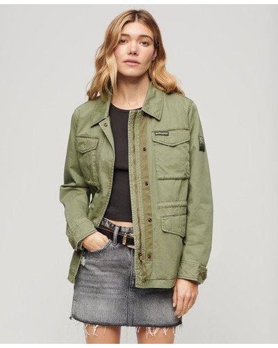 Superdry Ladies Classic Logo Patch Military M65 Jacket - Green