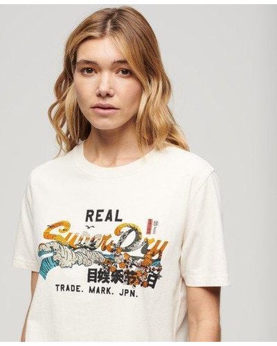 Superdry Tokyo T-shirt Met Relaxte Pasvorm - Wit
