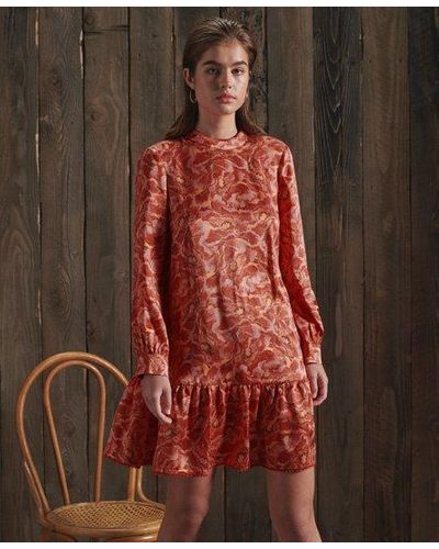 Superdry Dry robe en soie imprimée dry en édition limitée - Rouge