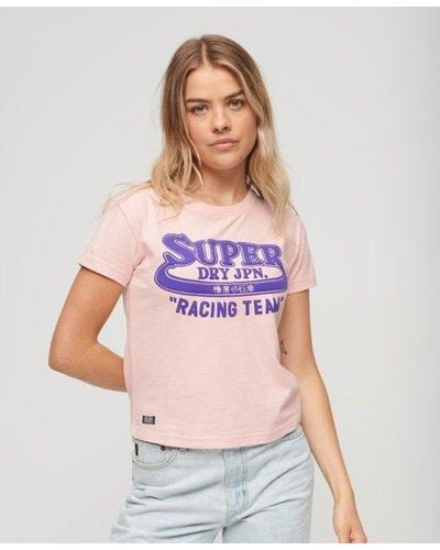 Superdry Archive Neon T-shirt Met Grafische Print - Roze