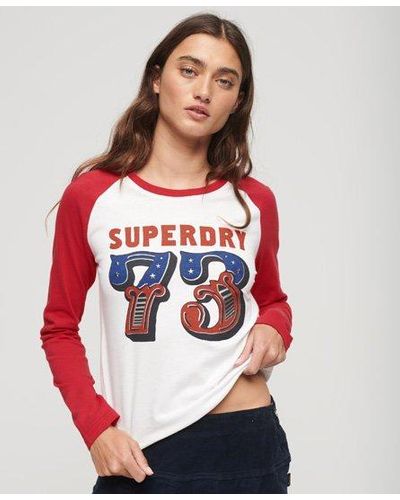 Superdry Americana Long Sleeve Top - Red
