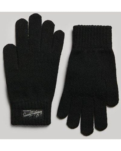 Superdry Gants à logo unisexes essential - Noir