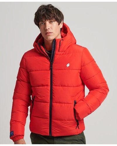 Superdry Sports Puffer Hooded Jacket - Red