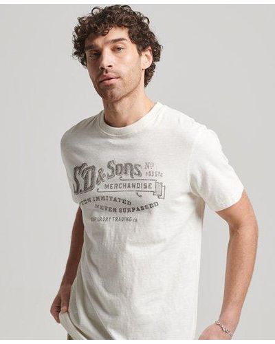 Superdry T-shirt vintage script workwear - Gris