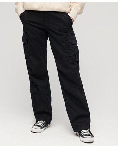 Superdry Low Rise Straight Cargo Trousers - Black