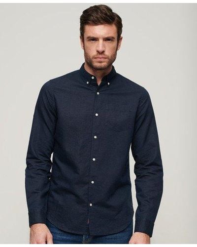 Superdry Organic Cotton Studios Linen Button Down Shirt - Blue