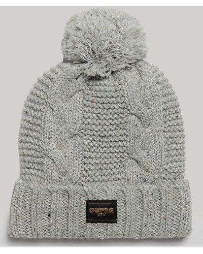 Superdry Cable Knit Beanie Hat - Gray