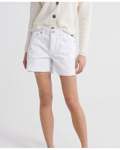 Superdry Denim Mid Length Shorts - White