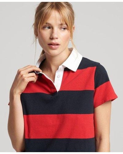 Superdry Polo de rugby rayé vintage - Rouge