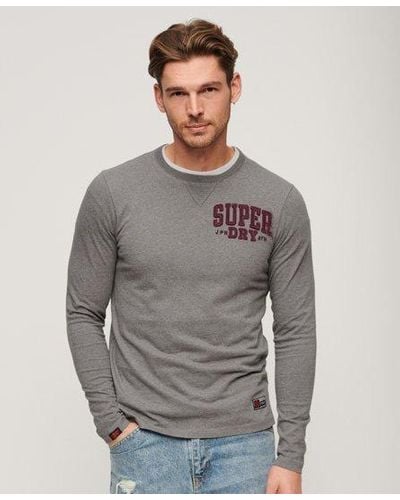 Superdry Vintage Athletic Long Sleeve Top - Gray