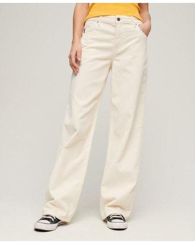 Superdry Pantalon large en velours côtelé vintage - Neutre
