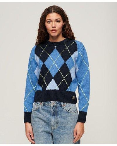 Superdry Jacquard Pattern Crew Sweater - Blue