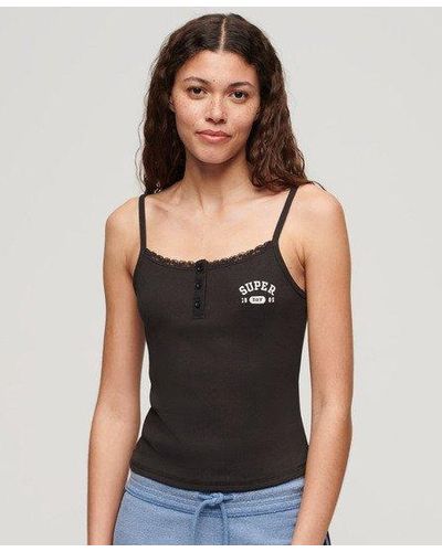 Superdry Athletic Graphic Button Cami - Black